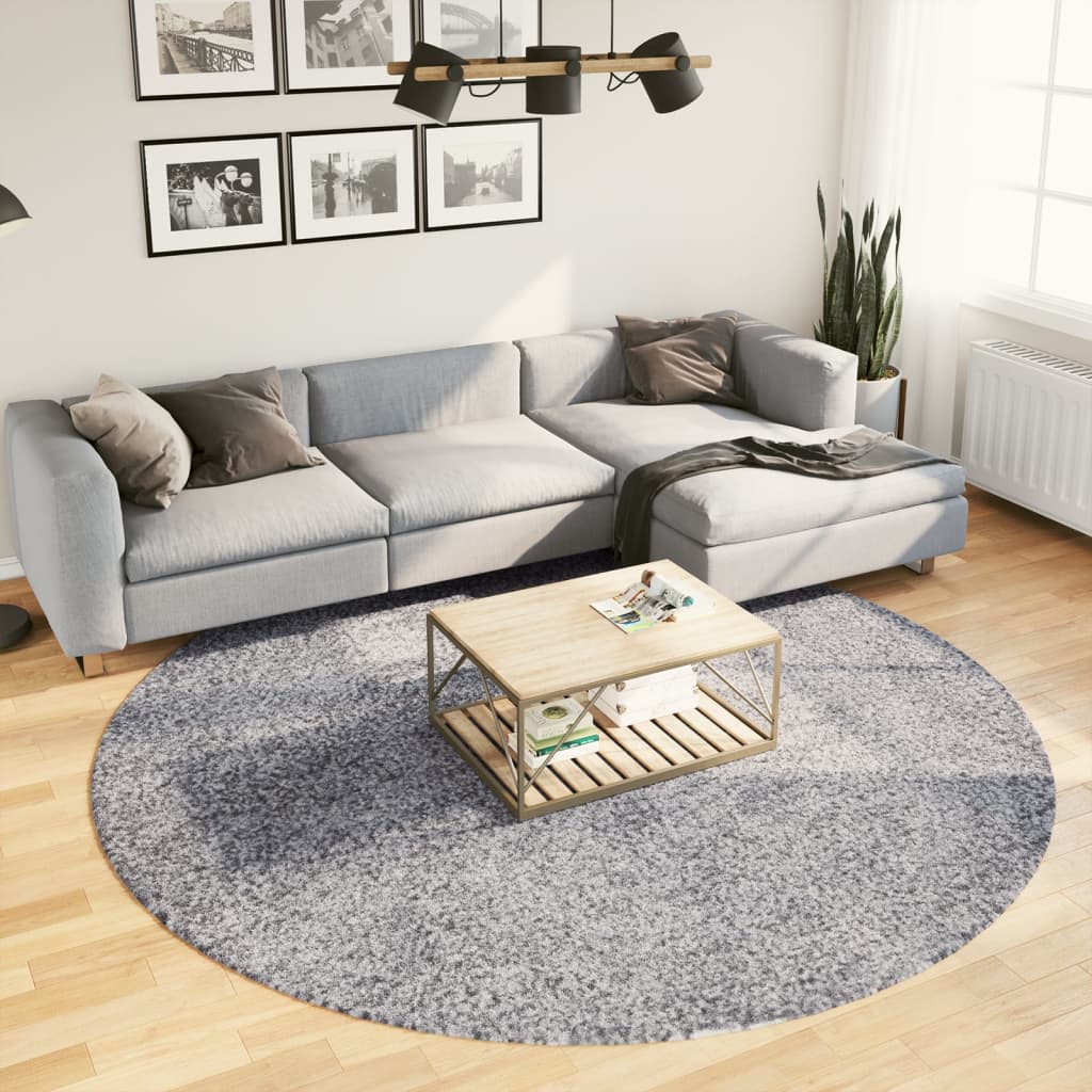 VidaXL tapis pamplona shaggy poils longs moderne ø 240 cm bleu