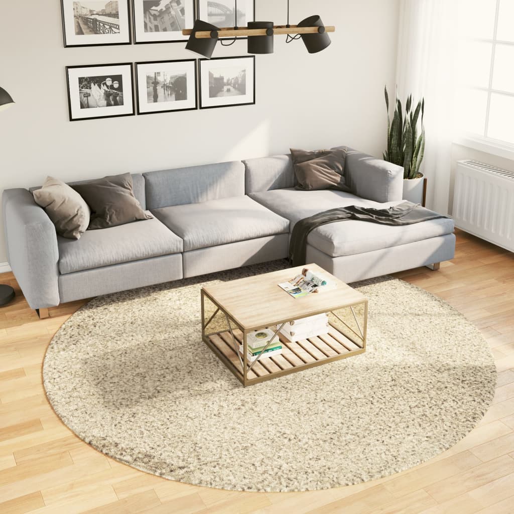Vidaxx tapis pamplona shaggy poils longs moderne ø 240 cm couleur or