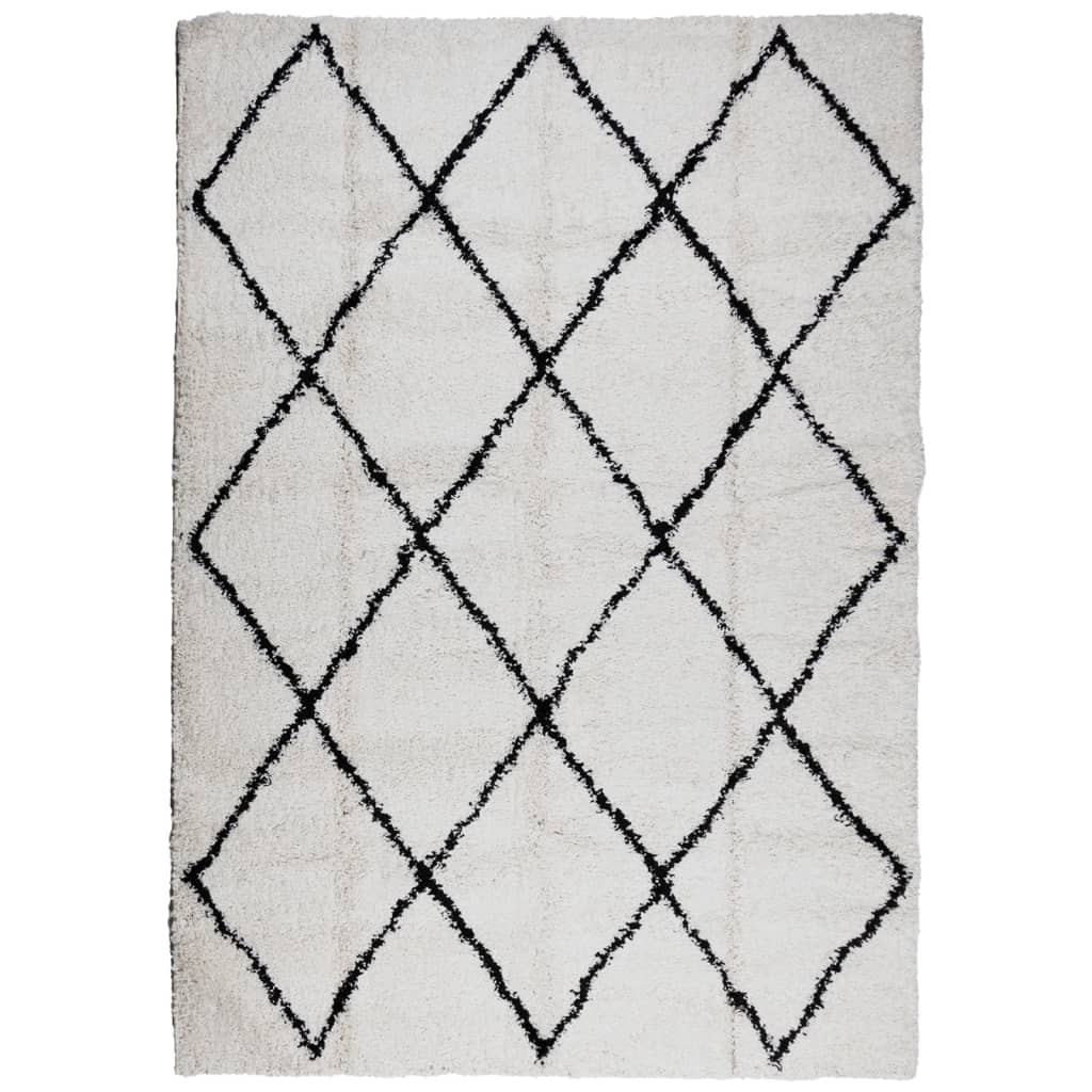 VidaXL tapis pamplona shaggy poils longs 160x230 cm crème et noir