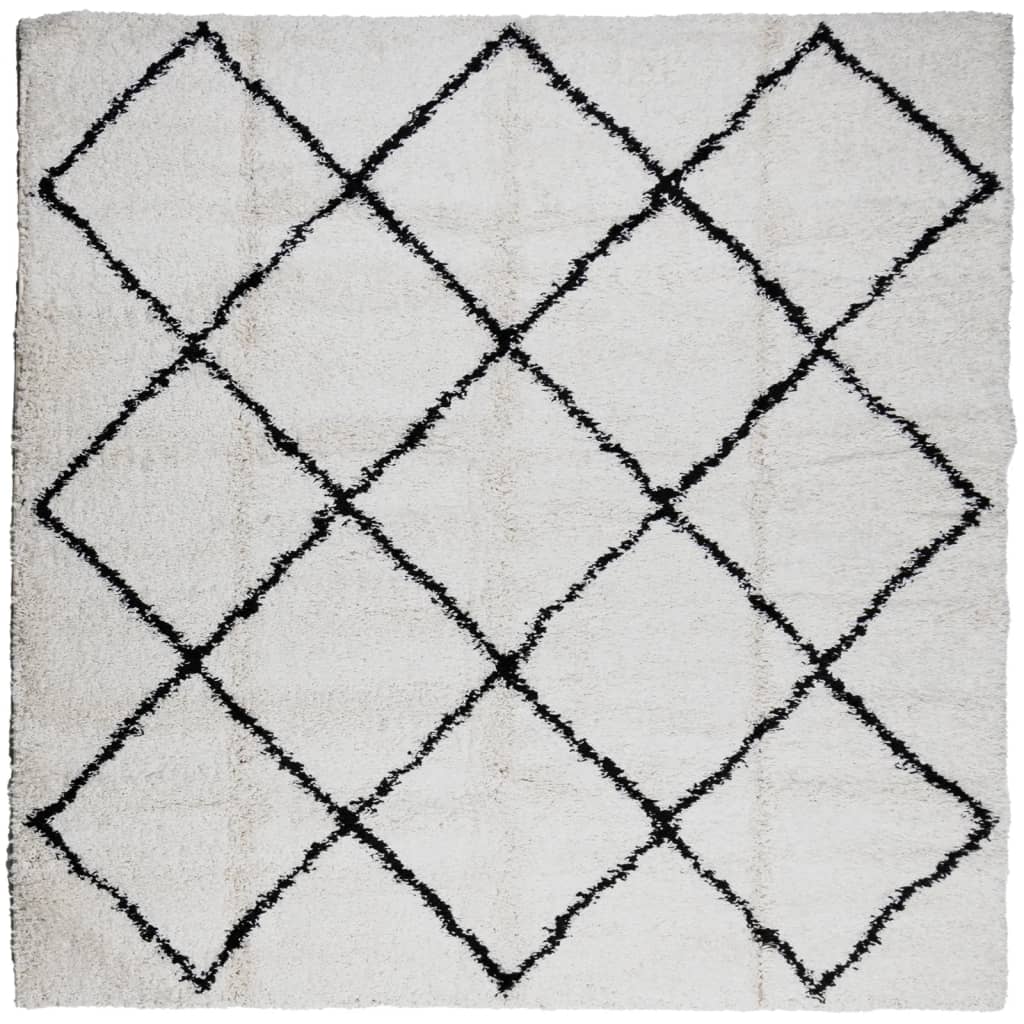 VidaXL tapis pamplona shaggy poils longs 240x240 cm crème et noir