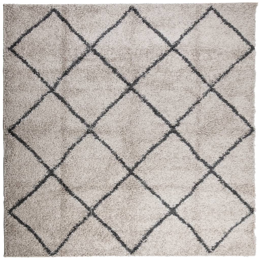 VidaXL tapis pamplona shaggy poils longs 120x120 cm beige anthracite