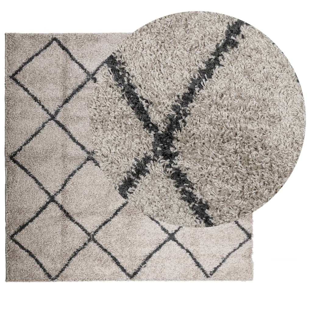 VidaXL tapis pamplona shaggy poils longs 160x160 cm beige anthracite