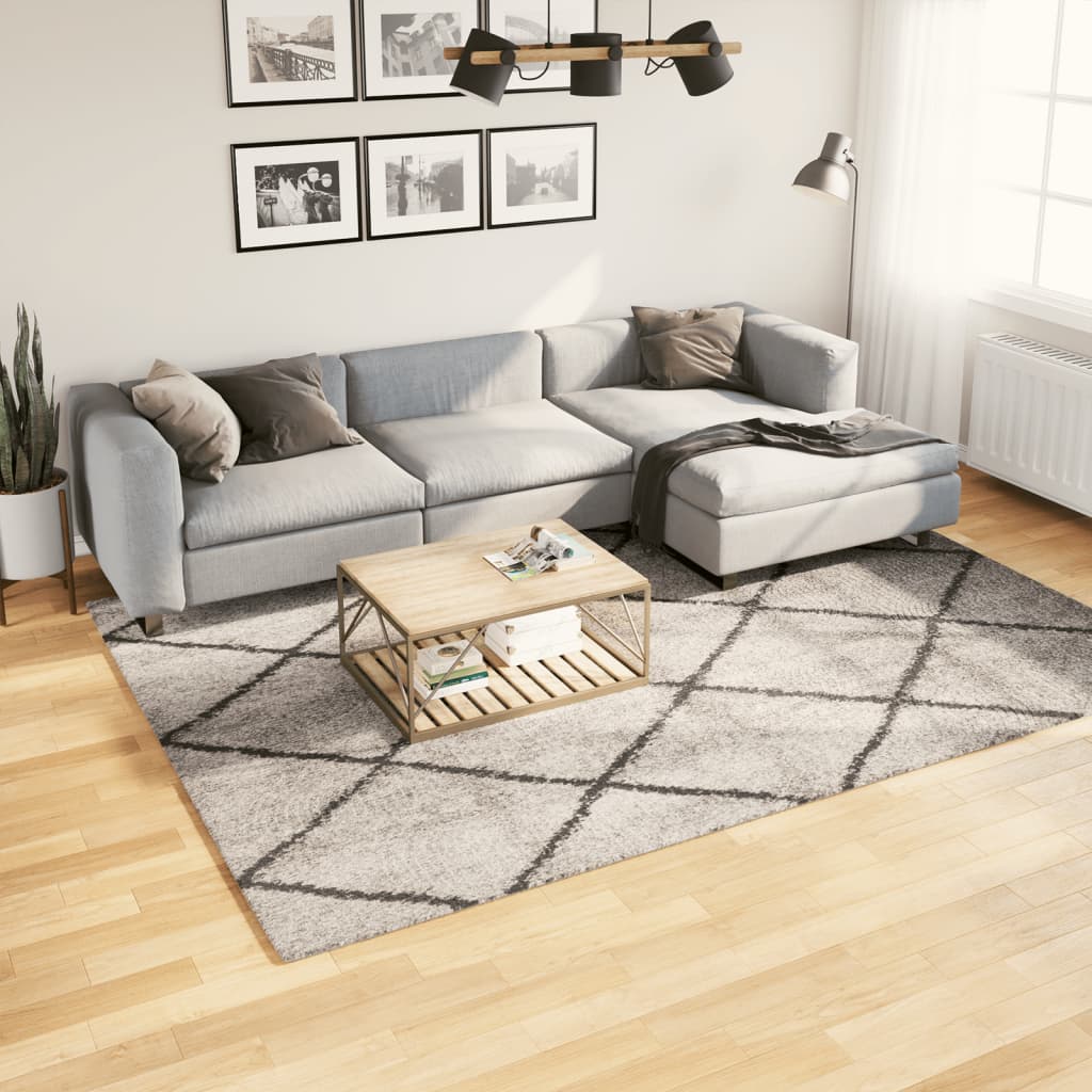 VidaXL tapis pamplona shaggy poils longs 200x280 cm beige anthracite