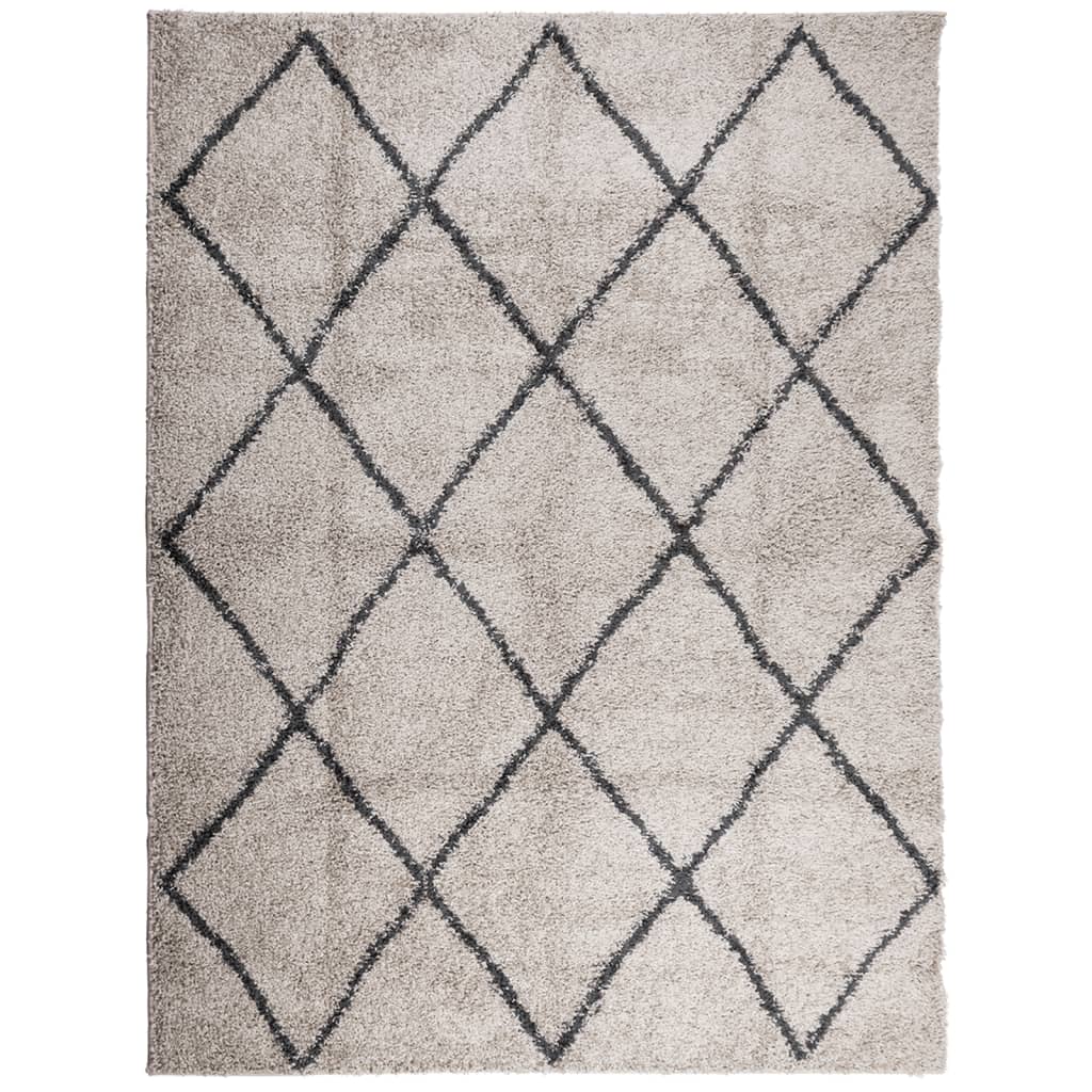 VidaXL tapis pamplona shaggy poils longs 300x400 cm beige anthracite