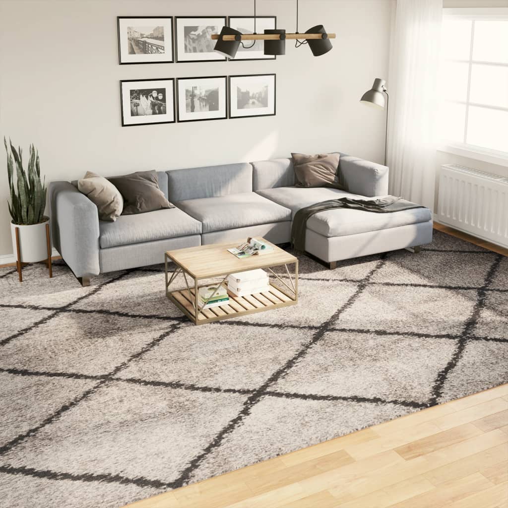 VidaXL tapis pamplona shaggy poils longs 300x400 cm beige anthracite