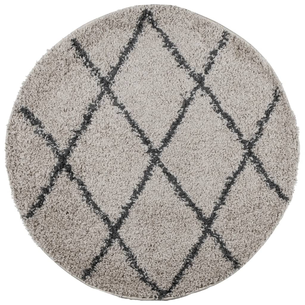 Vidaxl tapis pamplona shaggy poils longs ø 80 cm beige anthracite