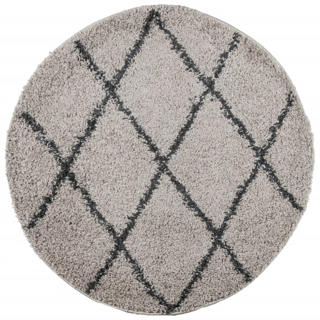VidaXL tapis pamplona shaggy poils longs ø 100 cm beige anthracite