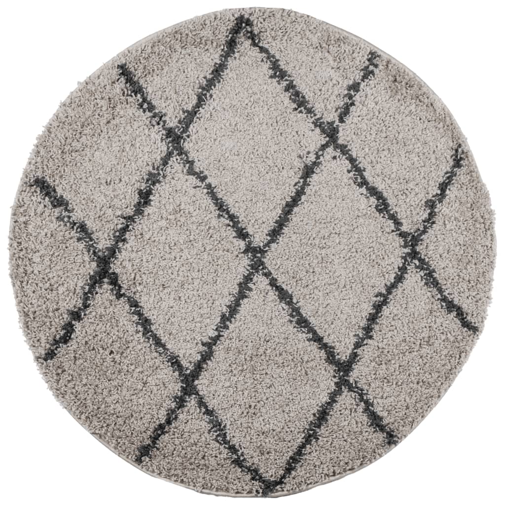 VidaXL tapis pamplona shaggy poils longs ø 160 cm beige anthracite