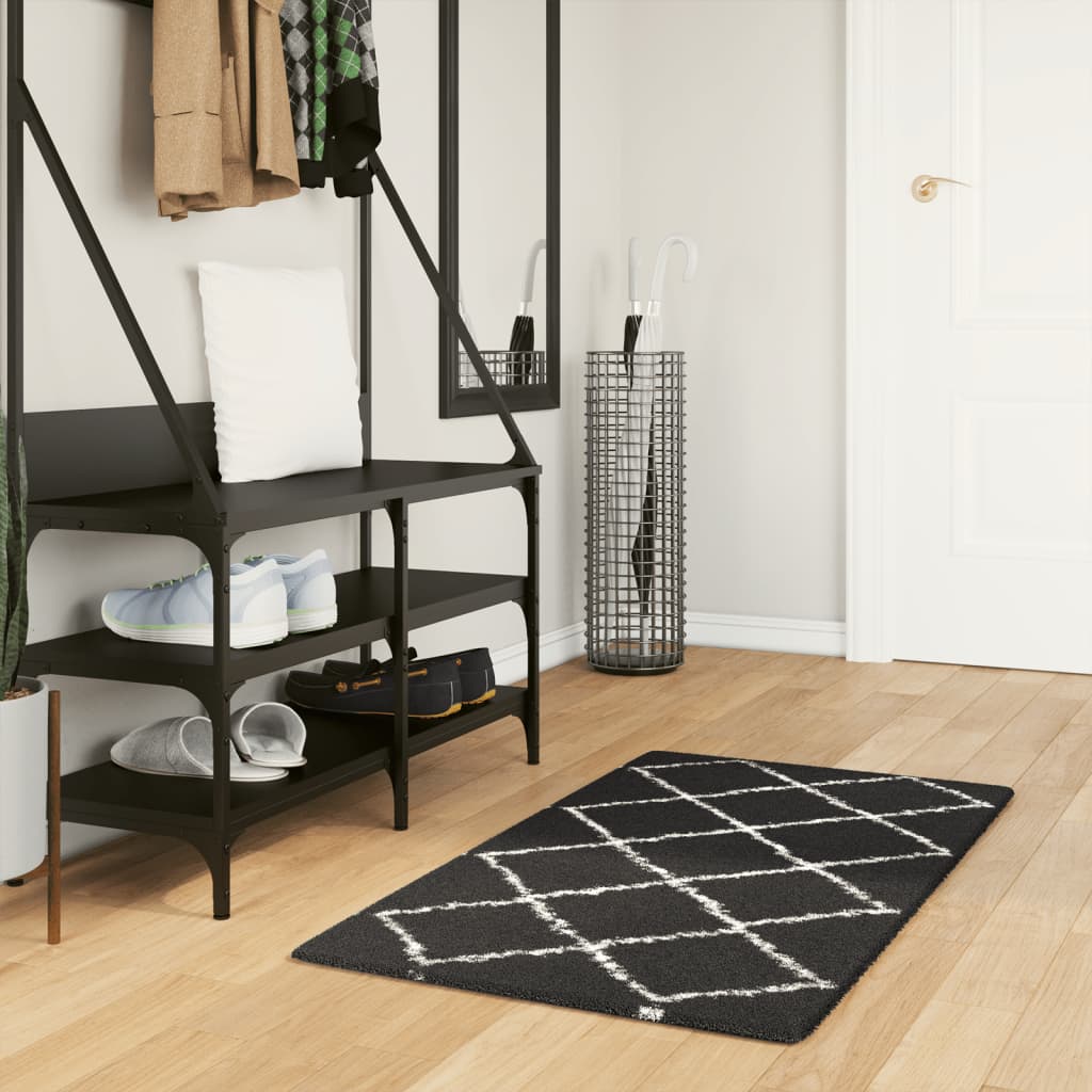 VidaXL tapis pamplona shaggy poils longs 60x110 cm crème et noir