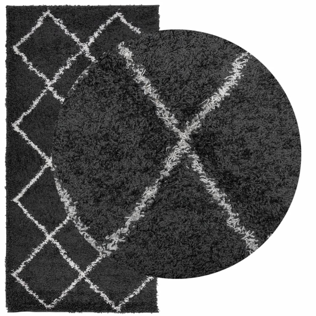 VidaXL tapis pamplona shaggy poils longs 100x200 cm noir et crème