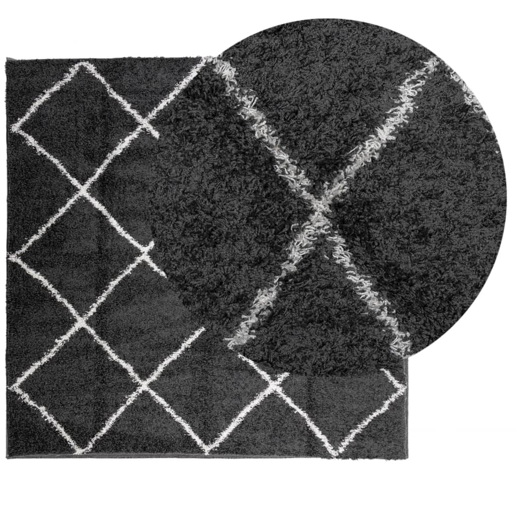 Vidaxx tapis shaggy poils longs moderne 200x200 cm noir et crème