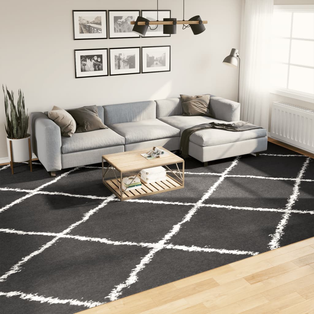 Vidaxx tapis shaggy poils longs moderne 300x400 cm noir et crème