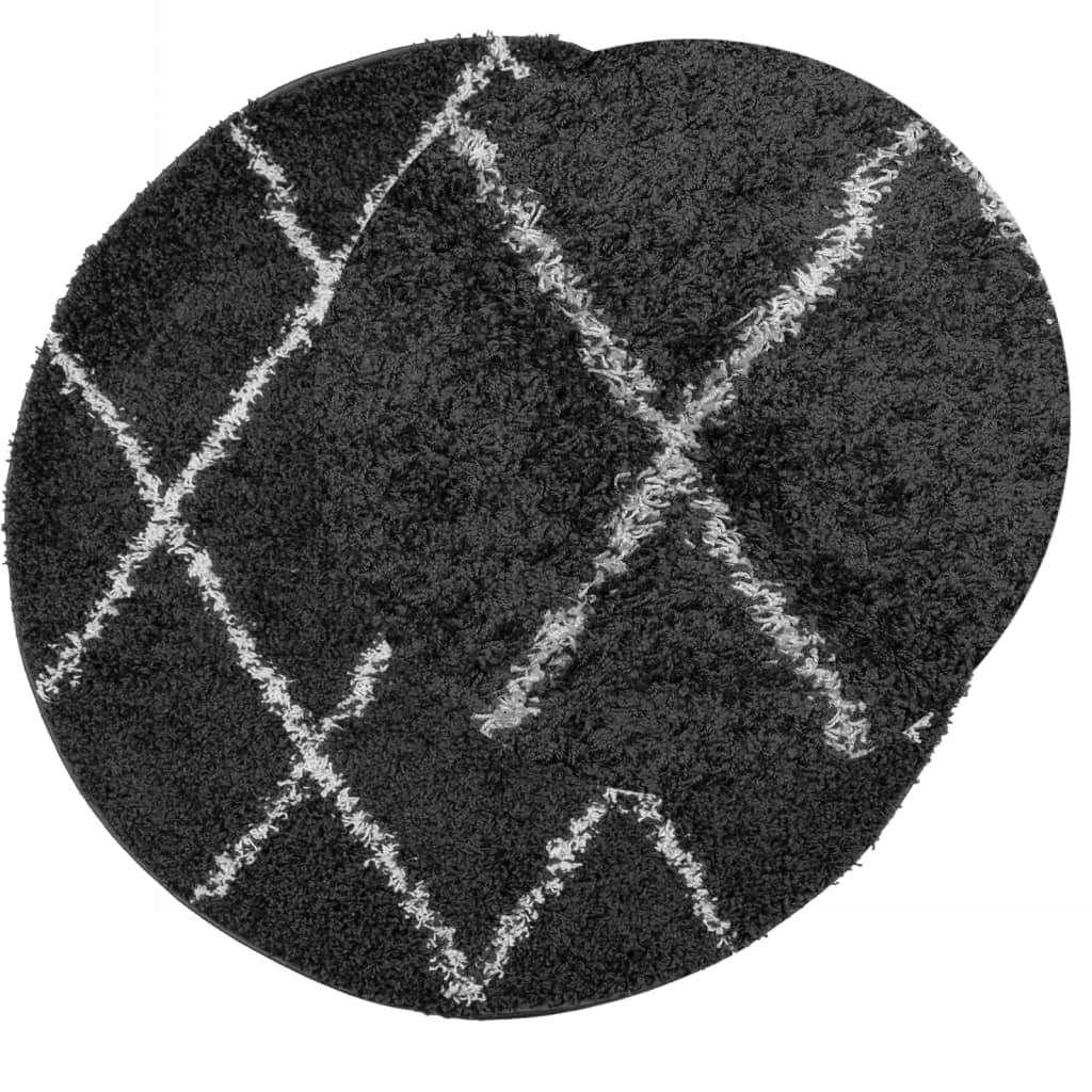 VidaXL tapis pamplona shaggy poils longs ø 120 cm noir et crème