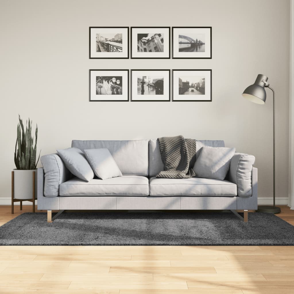 VidaXL tapis oviedo poils ras 100x200 cm anthracite