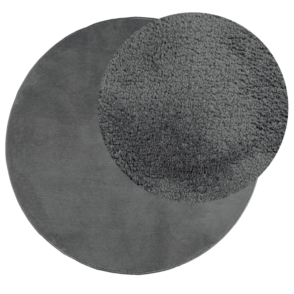 Vidaxl tapis oviedo poils courts ø 80 cm anthracite