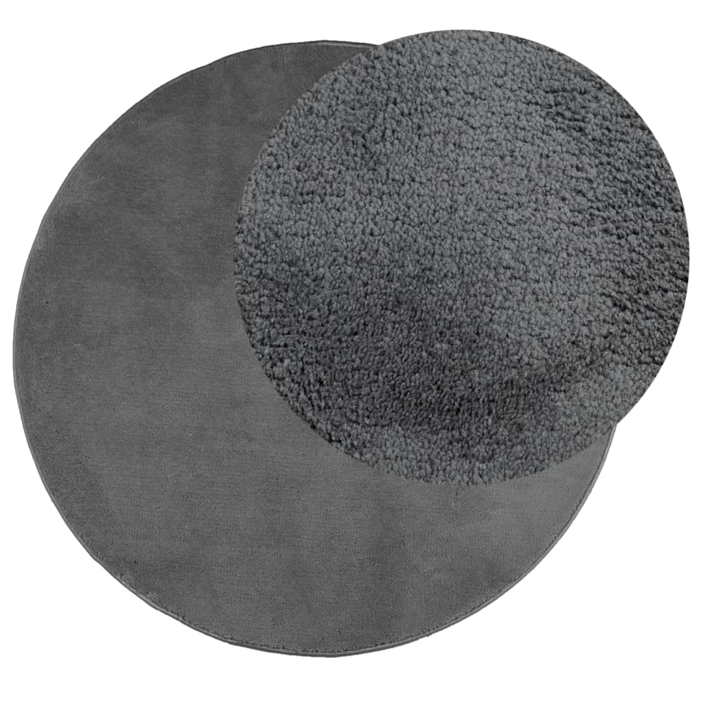 VidaXL Tapis OVIEDO poils courts Ø 100 cm anthracite