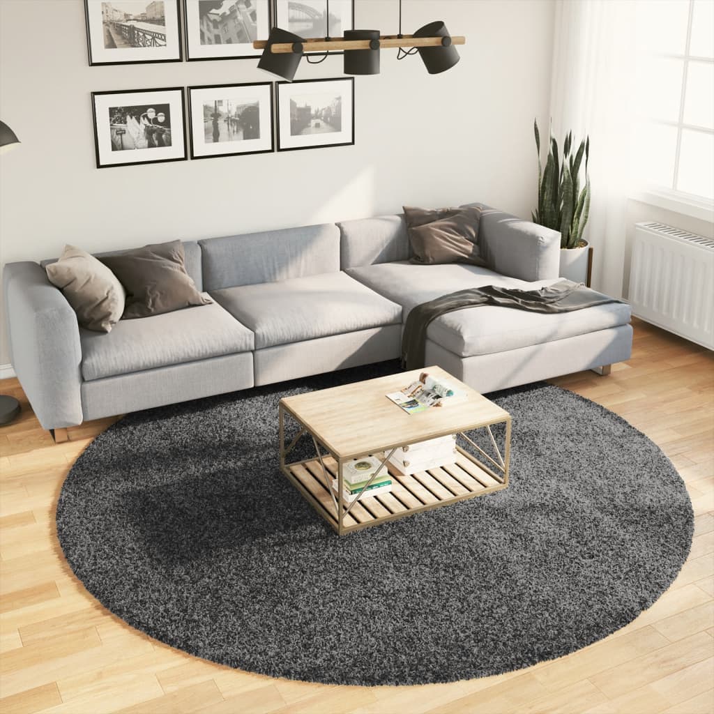 VidaXL Tapis OVIEDO poils courts Ø 240 cm anthracite