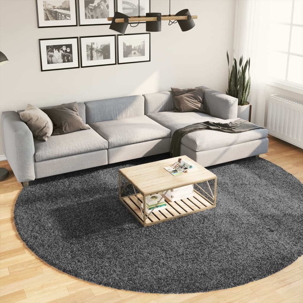 VidaXL Tapis OVIEDO poils courts Ø 280 cm anthracite