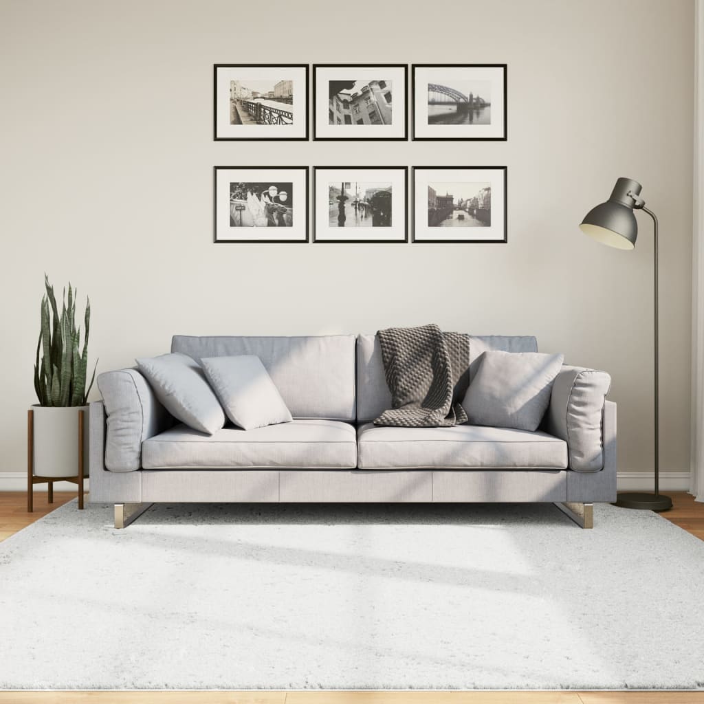VidaXL tapis oviedo poils ras 200x200 cm gris