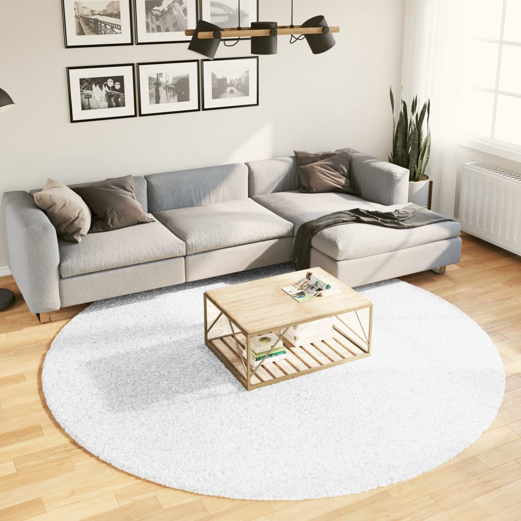 VidaXL Tapis OVIEDO poils ras Ø 240 cm gris