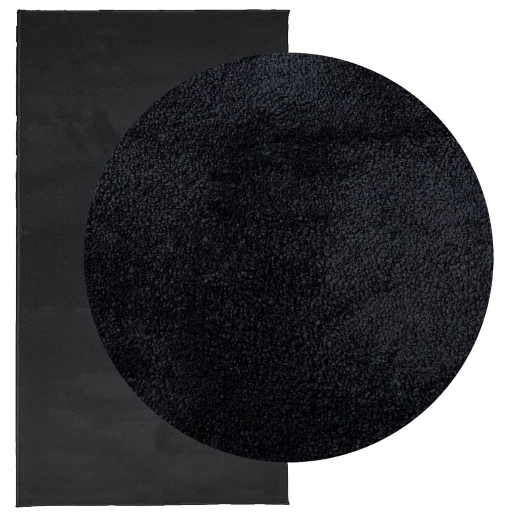 VidaXL tapis oviedo poils ras 60x110 cm noir
