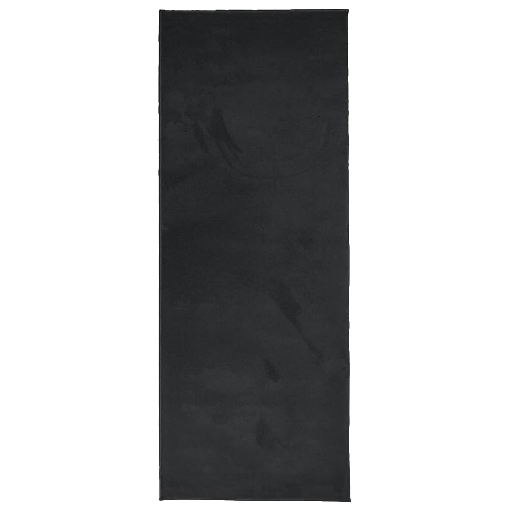 VidaXL Tapis OVIEDO poils ras 80x200 cm noir