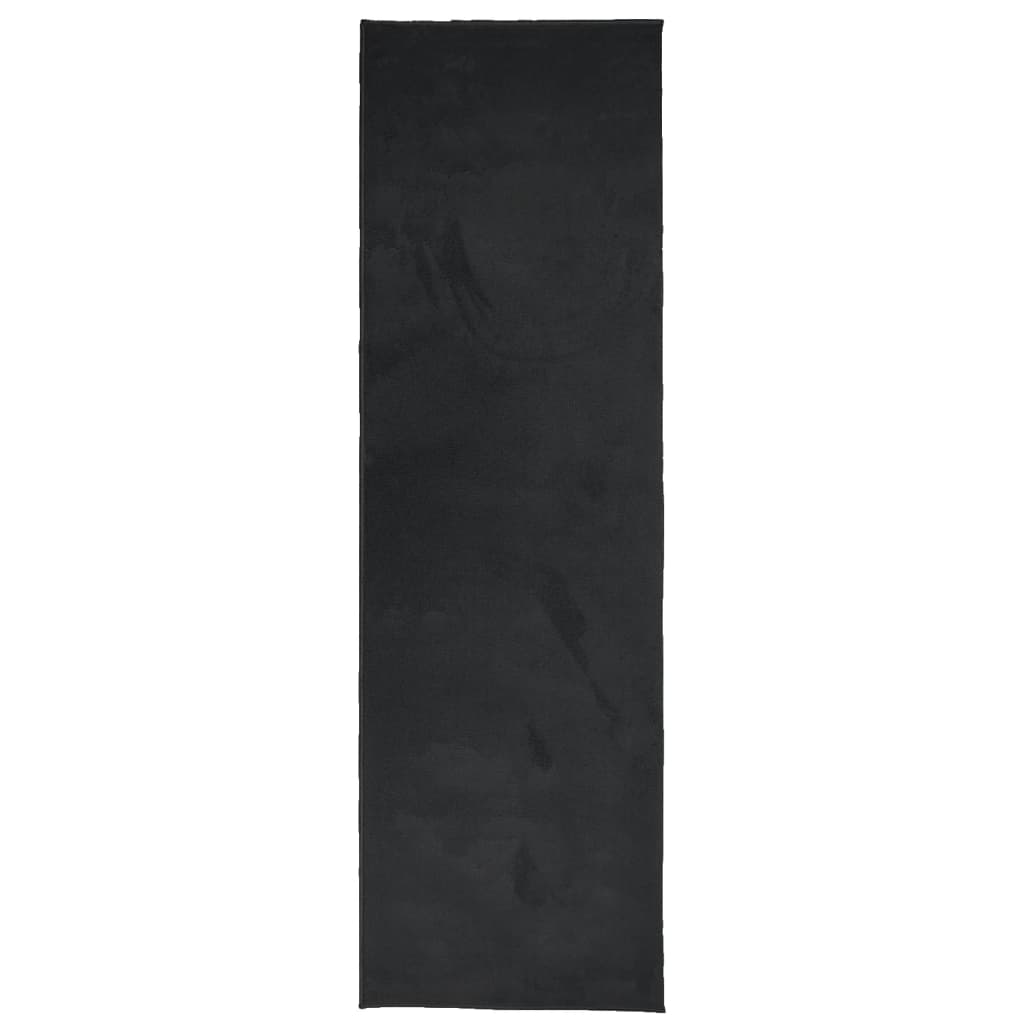 VidaXL Tapis OVIEDO poils ras 80x250 cm noir