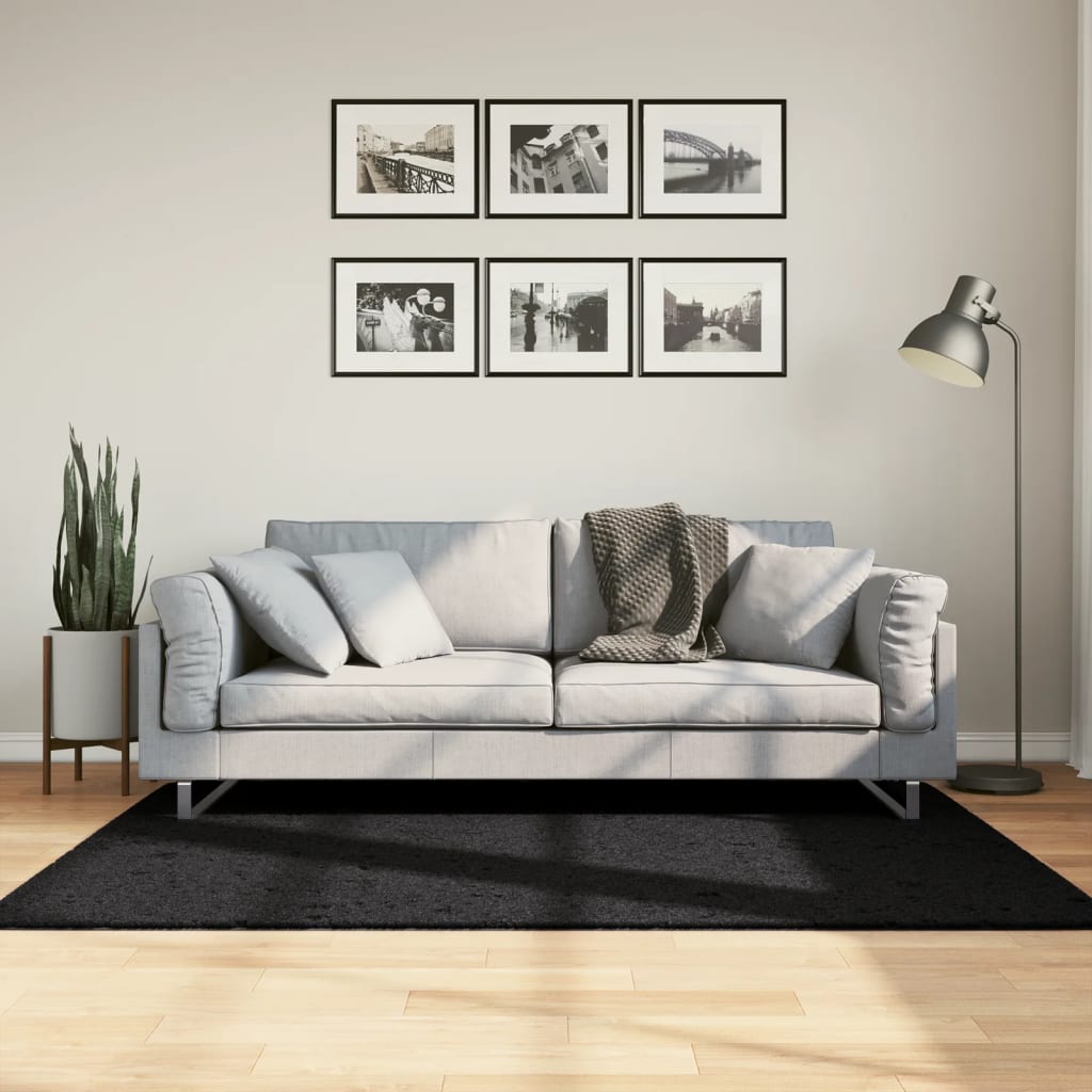 Vidaxx tapis oviedo poils ras 120x170 cm noir