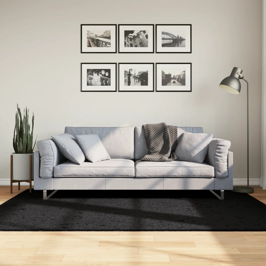 VidaXL tapis oviedo poils ras 140x200 cm noir