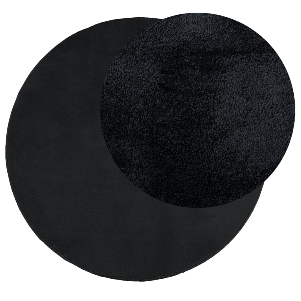VidaXL Tapis OVIEDO poils ras Ø 80 cm noir