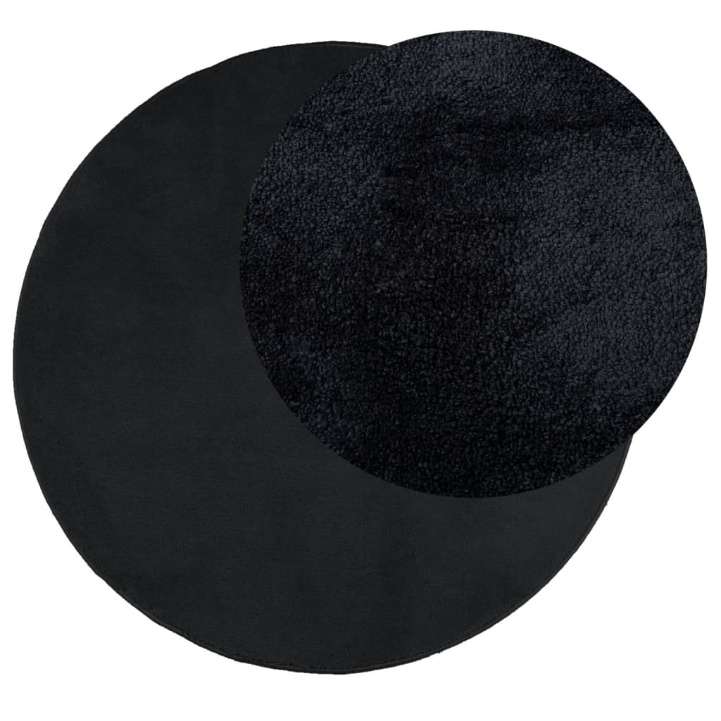 Vidaxx tapis oviedo poils ras ø 120 cm noir