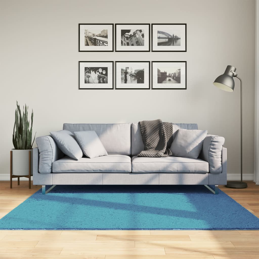 VidaXL Tapis OVIEDO poils ras 160x160 cm turquoise