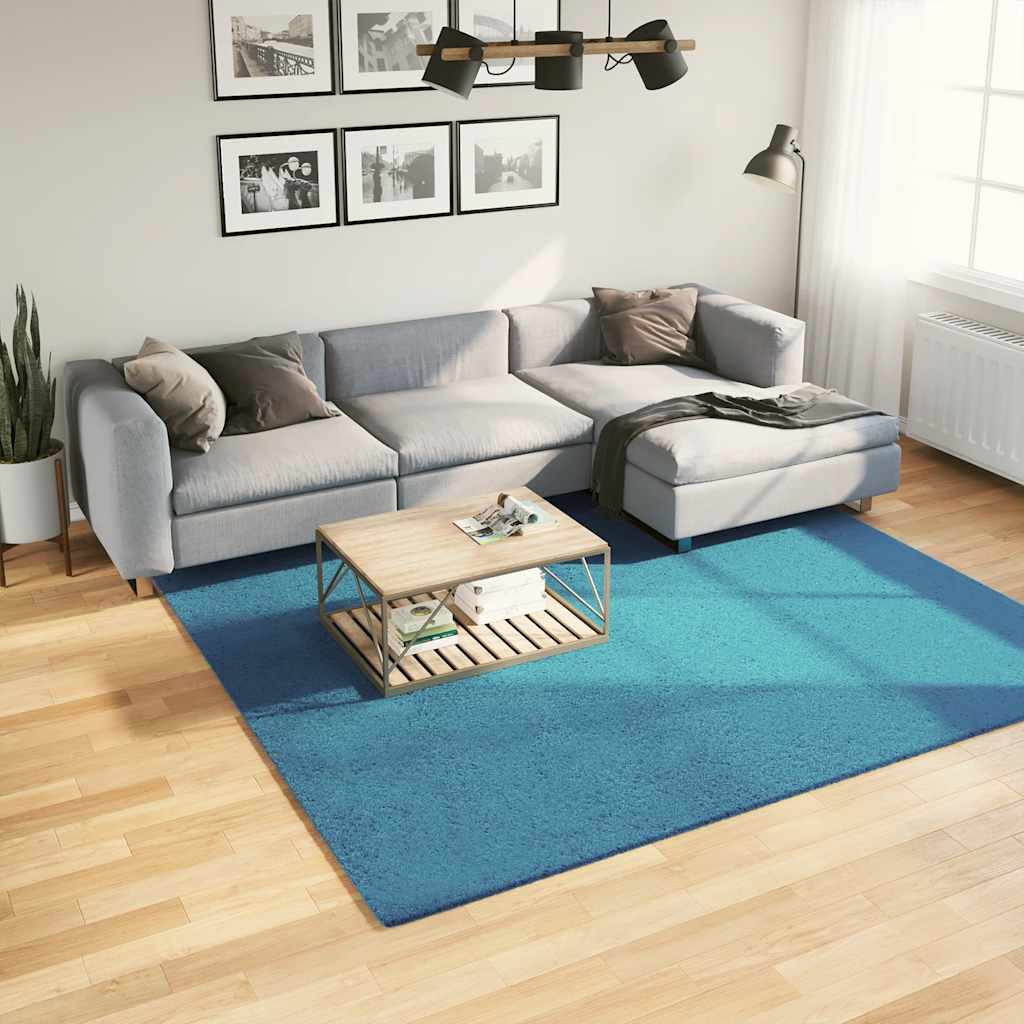 VidaXL Tapis OVIEDO poils ras 240x240 cm turquoise