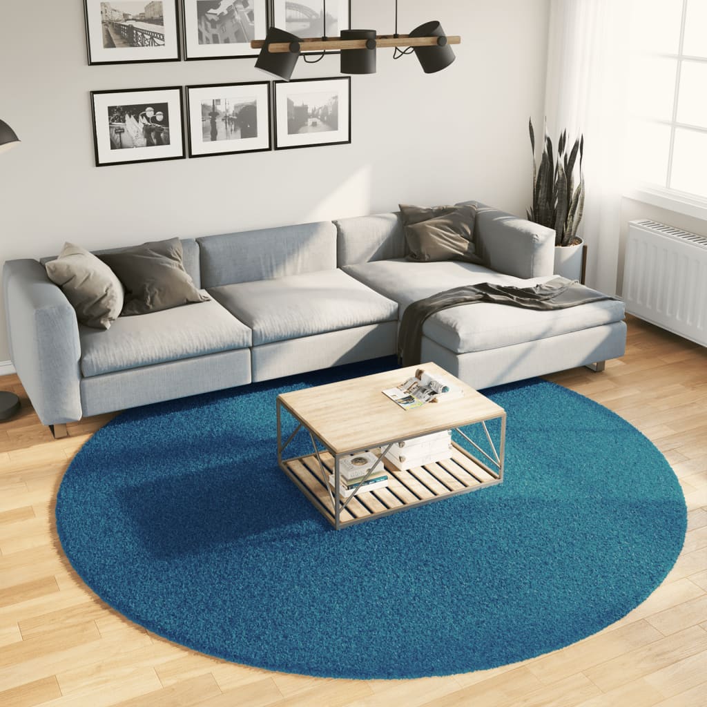 VidaXL tapis oviedo poils courts ø 240 cm turquoise