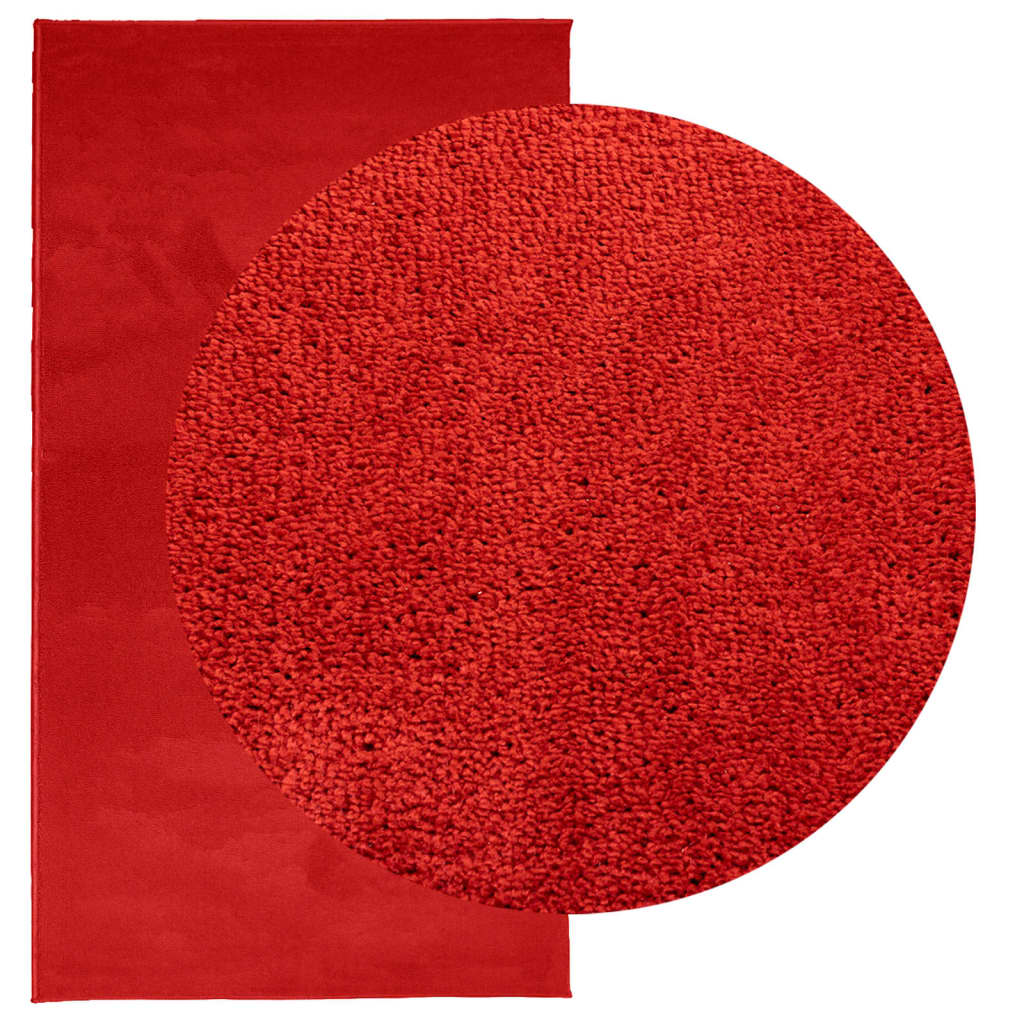 VidaXL tapis oviedo poils ras 80x150 cm rouge