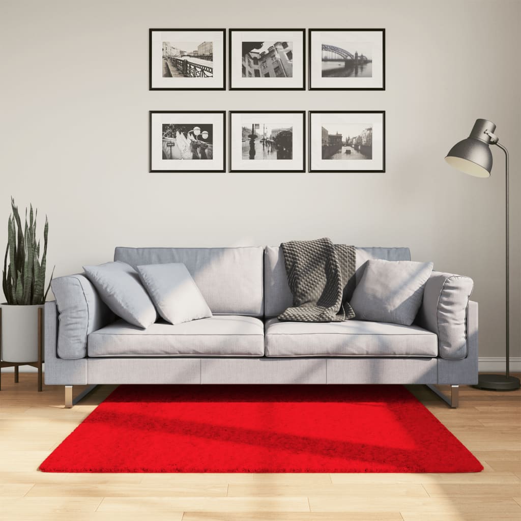 VidaXL tapis oviedo poils ras 120x120 cm rouge
