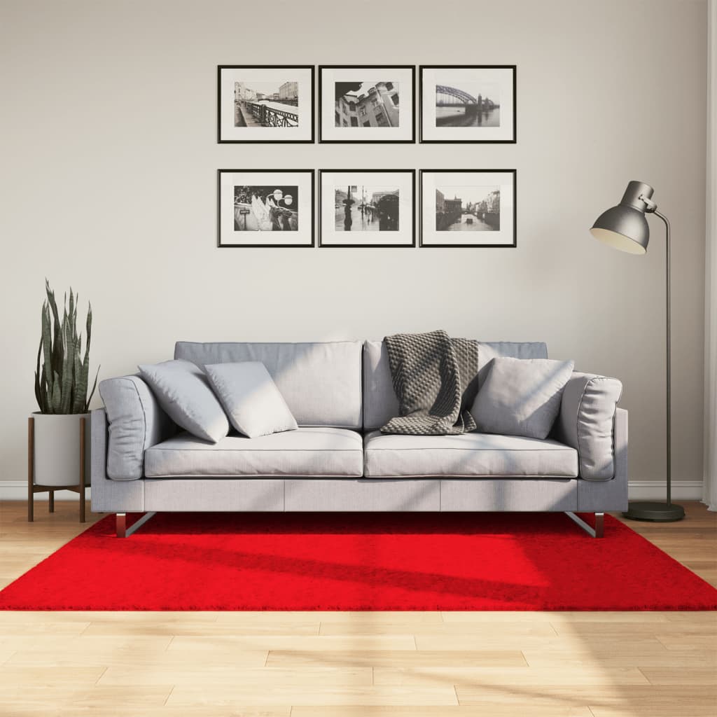 VidaXL tapis oviedo poils ras 120x170 cm rouge