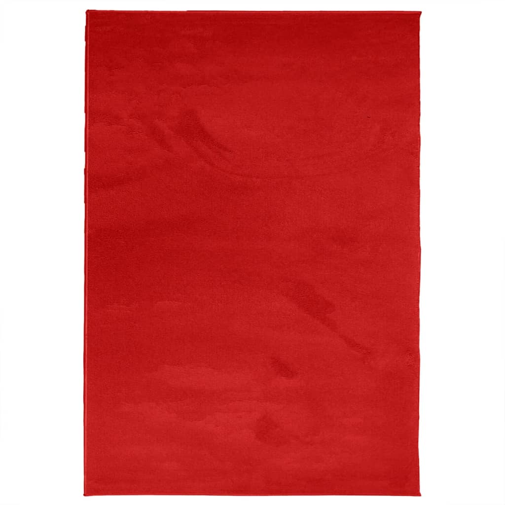 VidaXL tapis oviedo poils ras 140x200 cm rouge