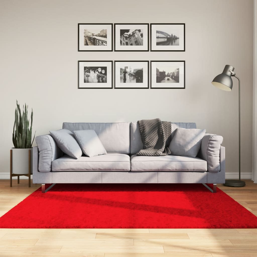 VidaXL tapis oviedo poils ras 160x160 cm rouge