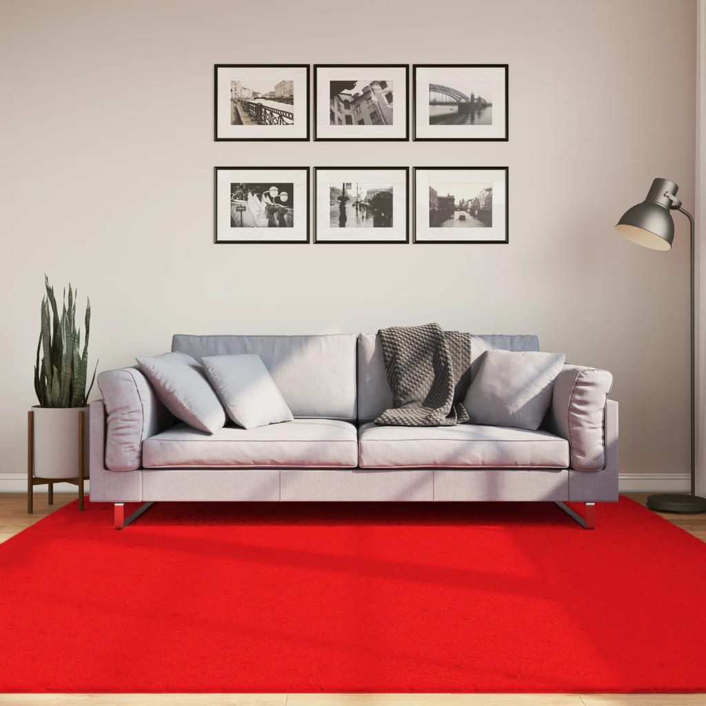 VidaXL tapis oviedo poils ras 200x200 cm rouge
