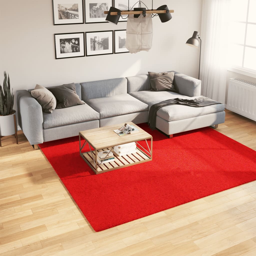 VidaXL tapis oviedo poils ras 240x240 cm rouge