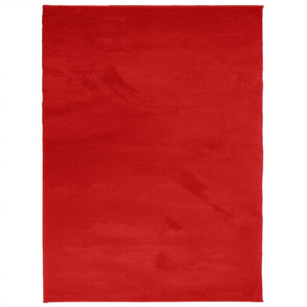 VidaXL tapis oviedo poils ras 240x340 cm rouge