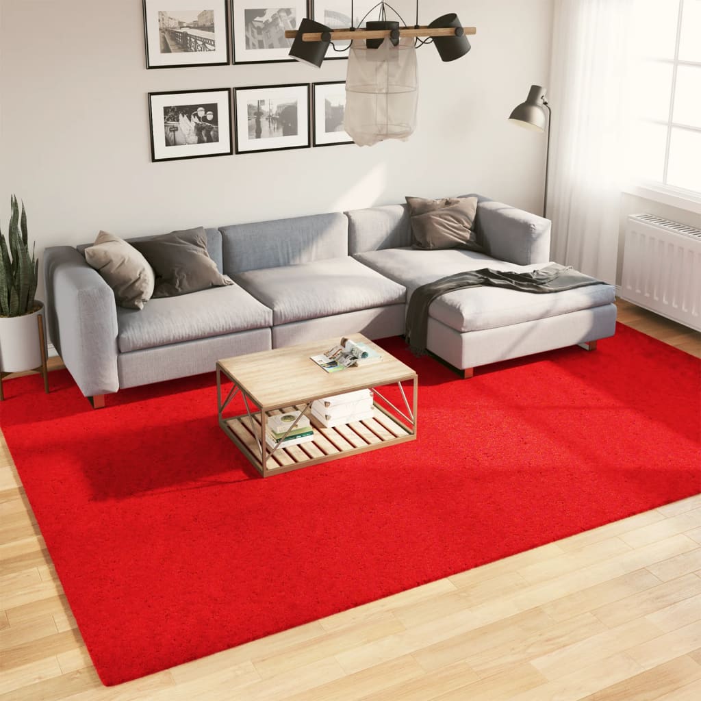 VidaXL tapis oviedo poils ras 240x340 cm rouge
