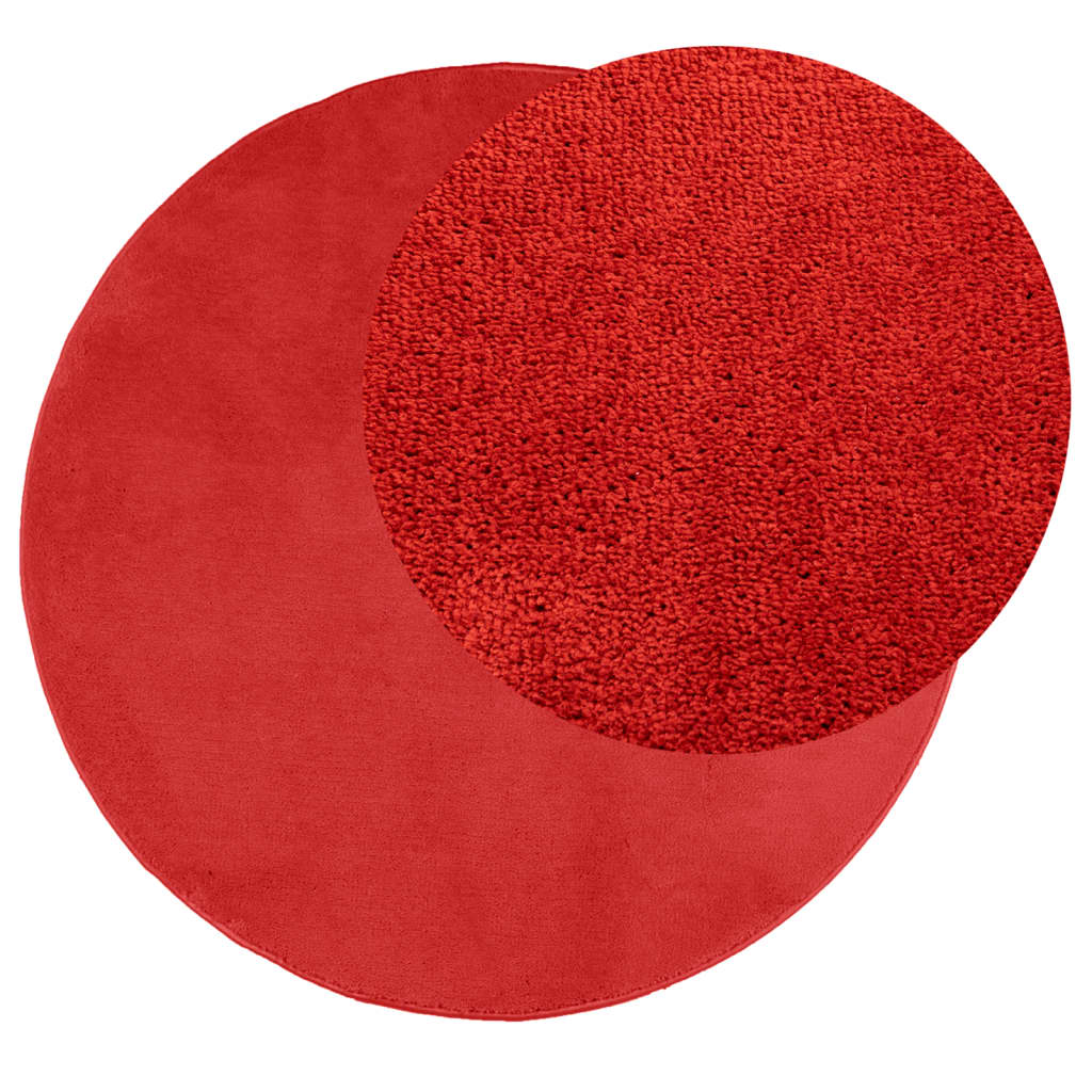 VidaXL Tapis OVIEDO poils courts Ø 80 cm rouge
