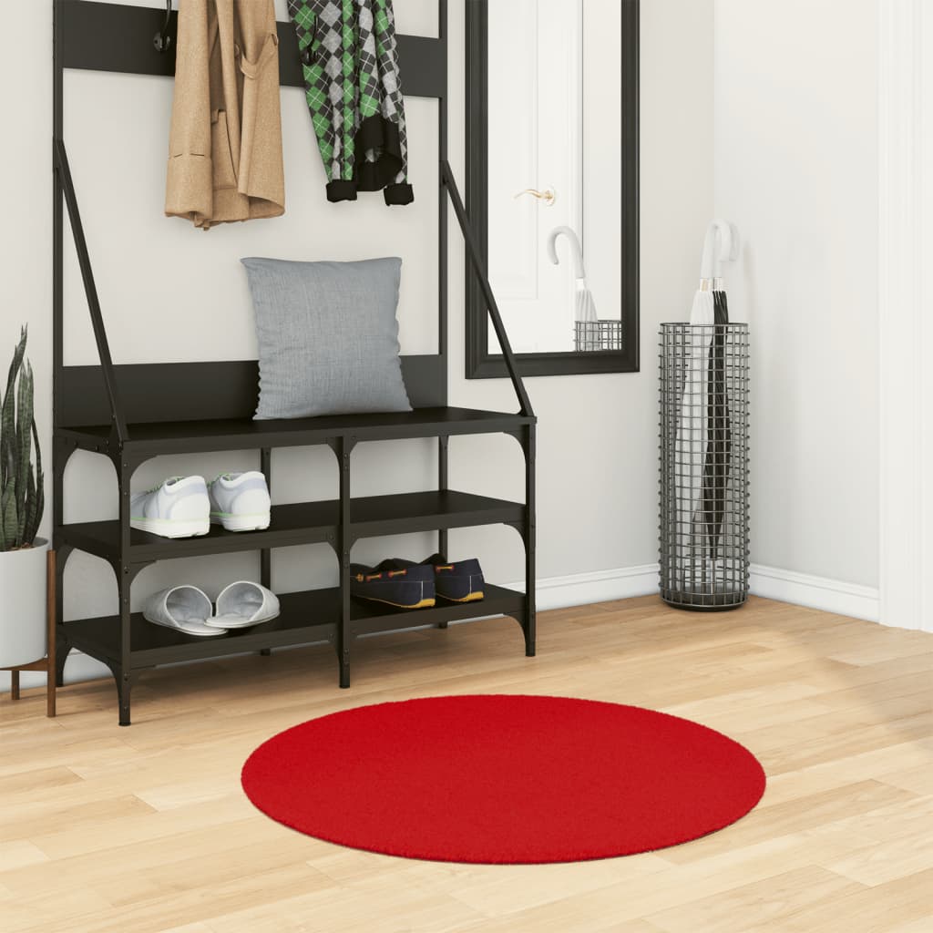 VidaXL Tapis OVIEDO poils courts Ø 80 cm rouge