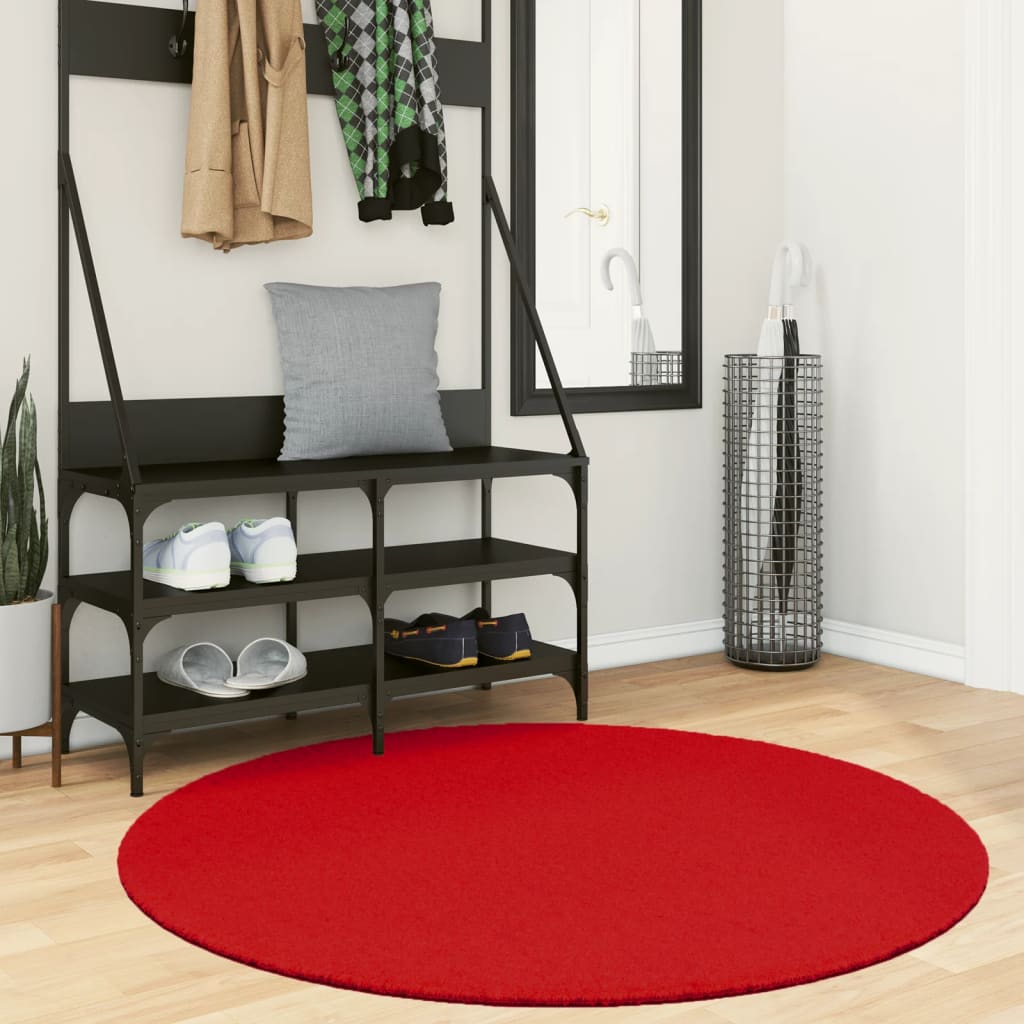 VidaXL tapis oviedo poils ras ø 120 cm rouge
