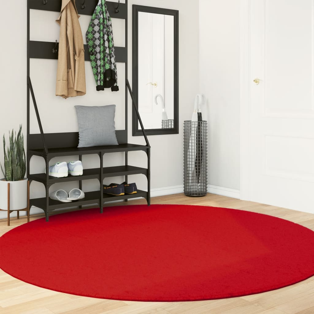 Vidaxx tapis oviedo poils ras ø 200 cm rouge