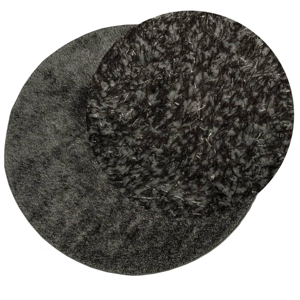 Vidaxl tapis istan poils longs brillant ø 80 cm anthracite