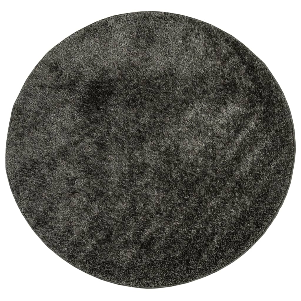 Vidaxl tapis istan poils longs brillant ø 100 cm asthracite