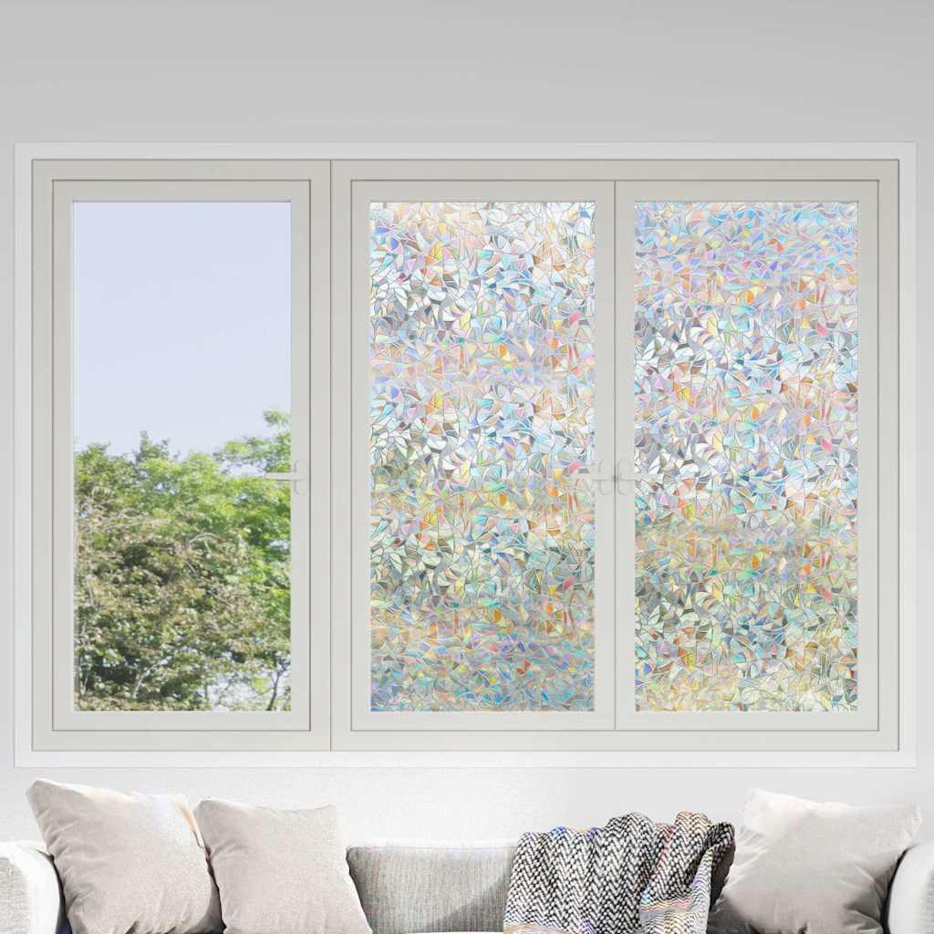 VidaXL Films pour fenêtres 3 pcs mat motif arc-en-ciel 3D PVC